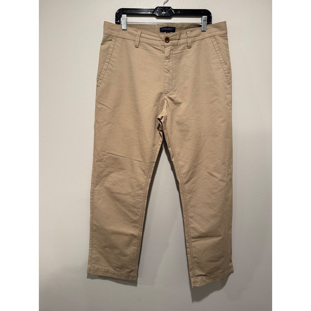 Banana Republic Mens 35x30 Straight Fit Chino Pants Khaki Tan Cotton RN 54023